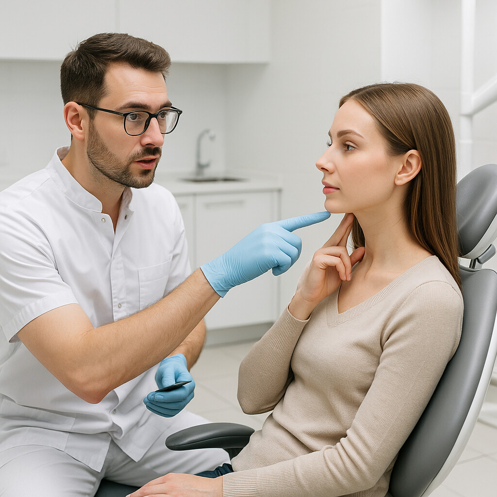 Dentist consulting with a patient about Botox treatment in a dental clinic in Tulsa