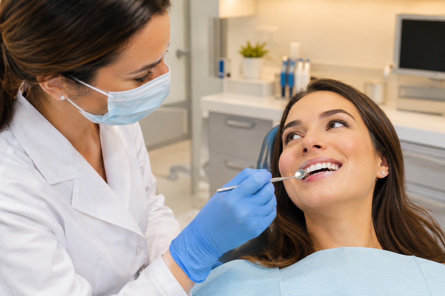 Dentist examining a patient for cavity treatment at South Tulsa Dental in Tulsa Oklahoma
