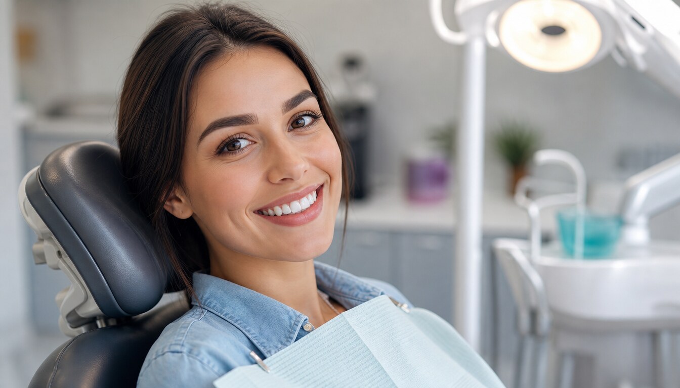 Patient smiling confidently in a modern dental chair during a cosmetic dentistry consultation in Tulsa, Oklahoma