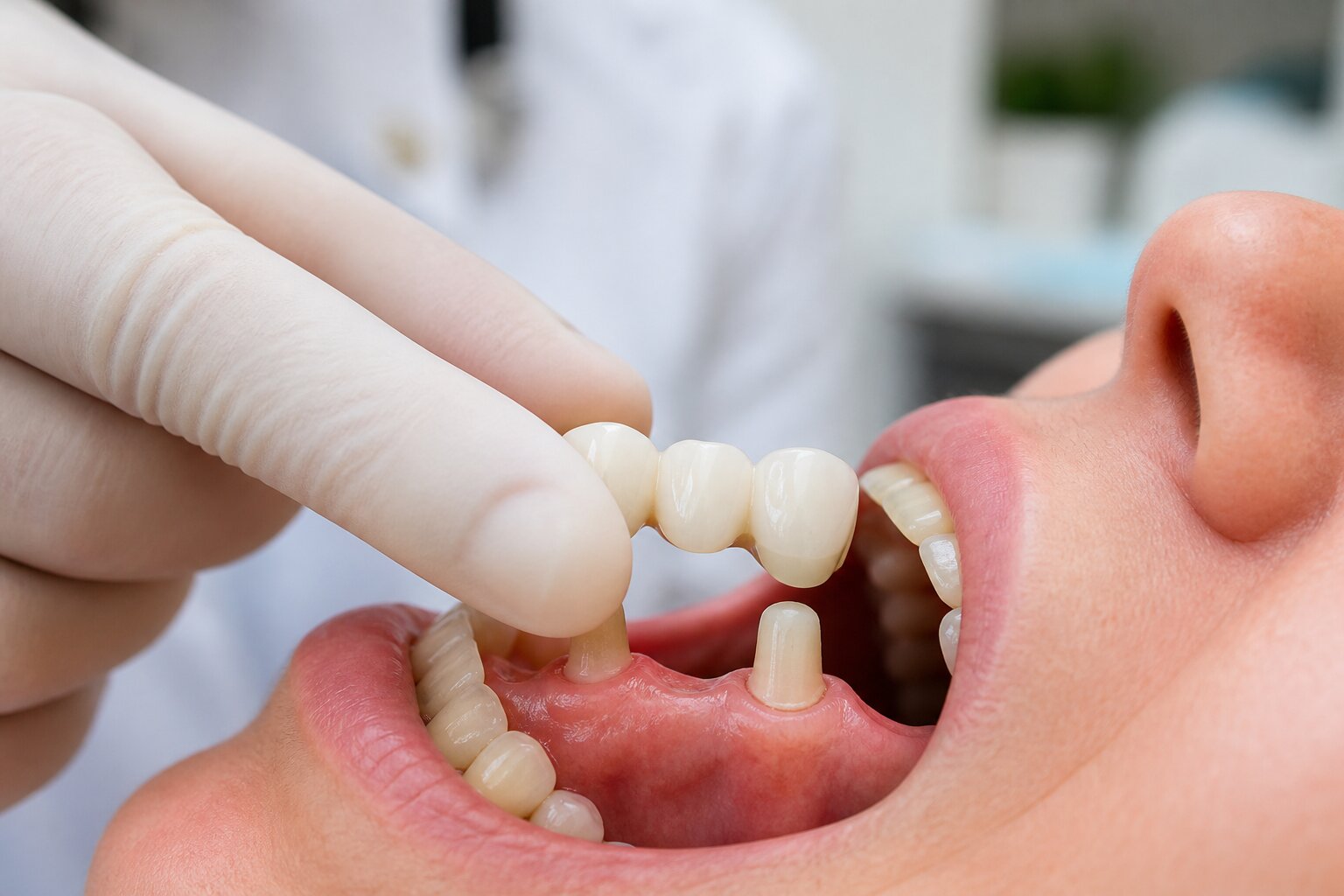 Dental bridge placement at South Tulsa Dental in Tulsa Oklahoma