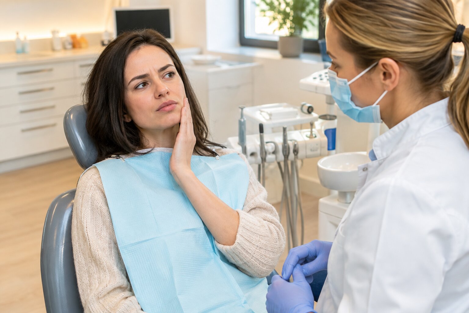 Patient visiting a toothache dentist in Tulsa for emergency dental care at South Tulsa Dental